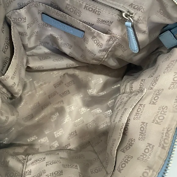Michael Kors Light Blue Saffiano Leather Satchel Handbag Authentic - Picture 3 of 10